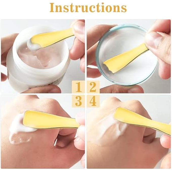 GraGra 3PCS METAL COSMETIC SPOONS, METAL MASK APPLICATOR, BEAUTY SCOOP, SKIN CARE FACIAL CREAM MASK SCOOP MAKEUP TOOLS FOR FACIAL DIY MASK MIXING AND SAMPLING - Image 3